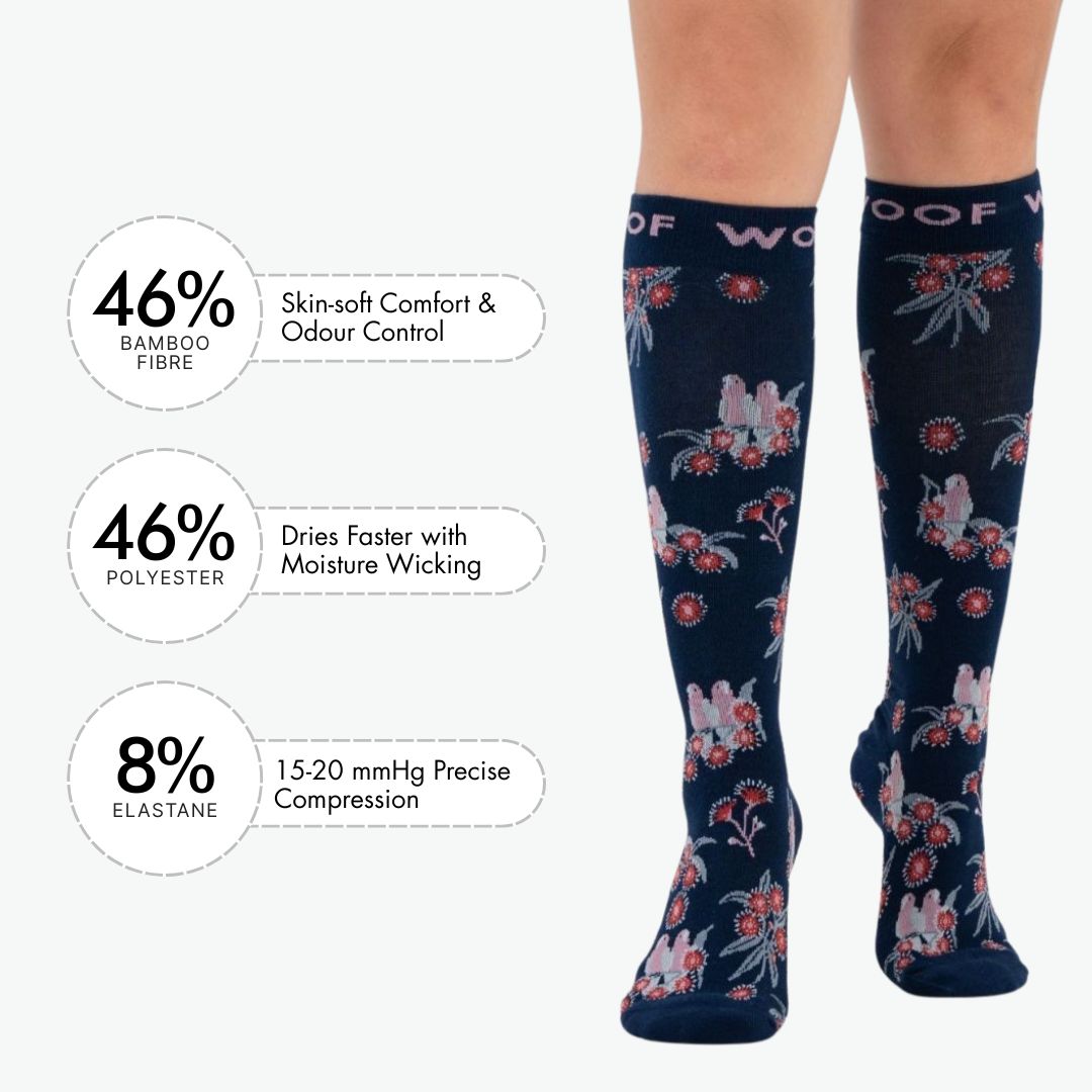Australian Red Flowering Gum Bamboo Compression Socks