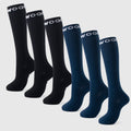Black & Caribbean Blue Bamboo Compression Socks 6 Pack