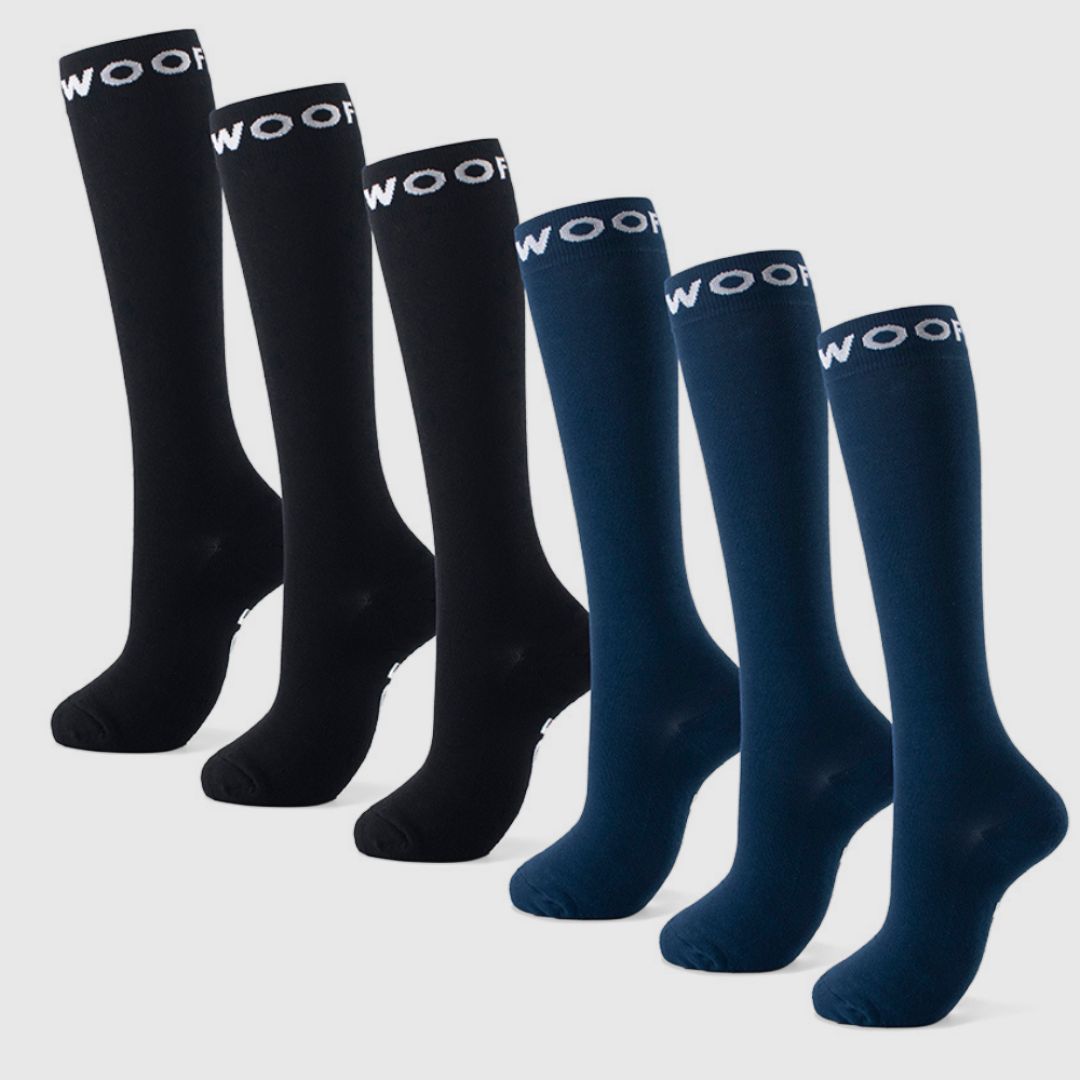 Black & Caribbean Blue Bamboo Compression Socks 6 Pack