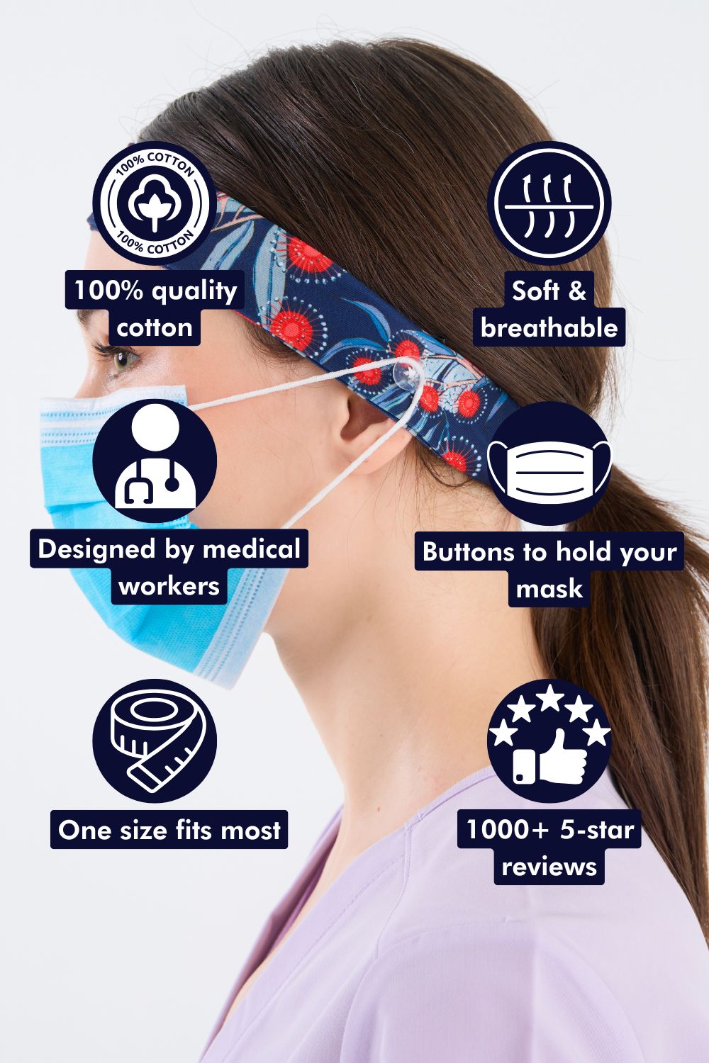 Red Flowering Gum Headband and Mask Holder