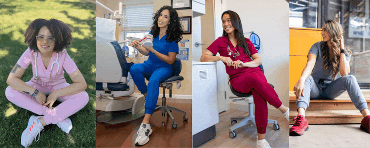 Medical workers wearing Dr. Woof Scrub Sets