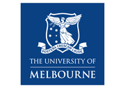 The University of Melbourne logo with a blue background and white emblem.