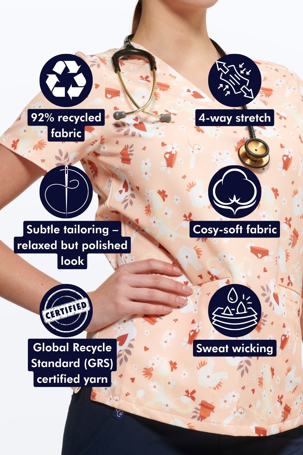 Aunty Flo Women’s 3-Pocket Scrub Top