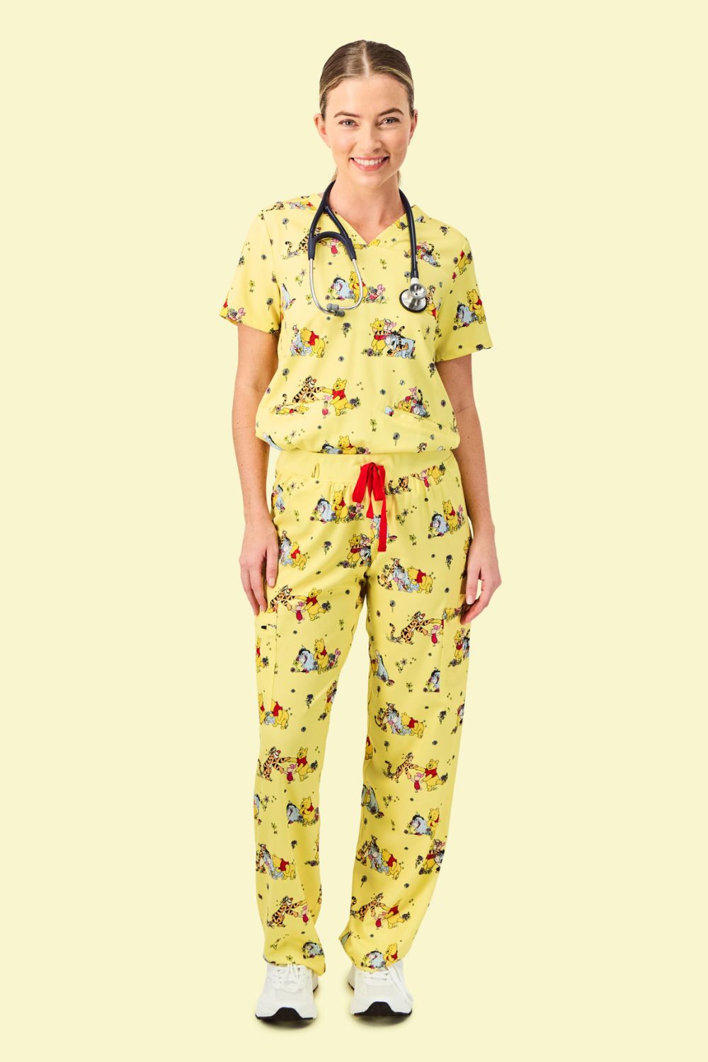 Disney’s Winnie the Pooh and Friends Women’s Cargo Scrub Pants, Favourite Day