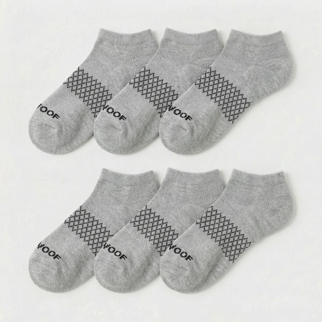 Grey Bamboo Ankle Compression Socks 6 Pack