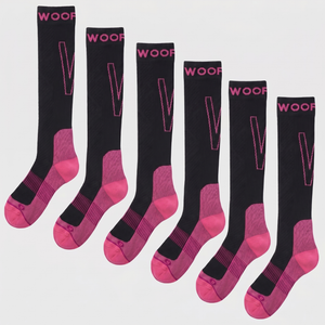 Black & Pink Performance Compression Socks 6 Pack - Regular / S
