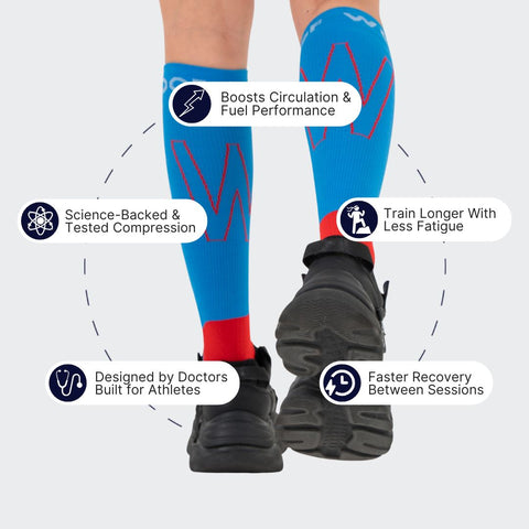 Blue & Red Bamboo Compression Socks
