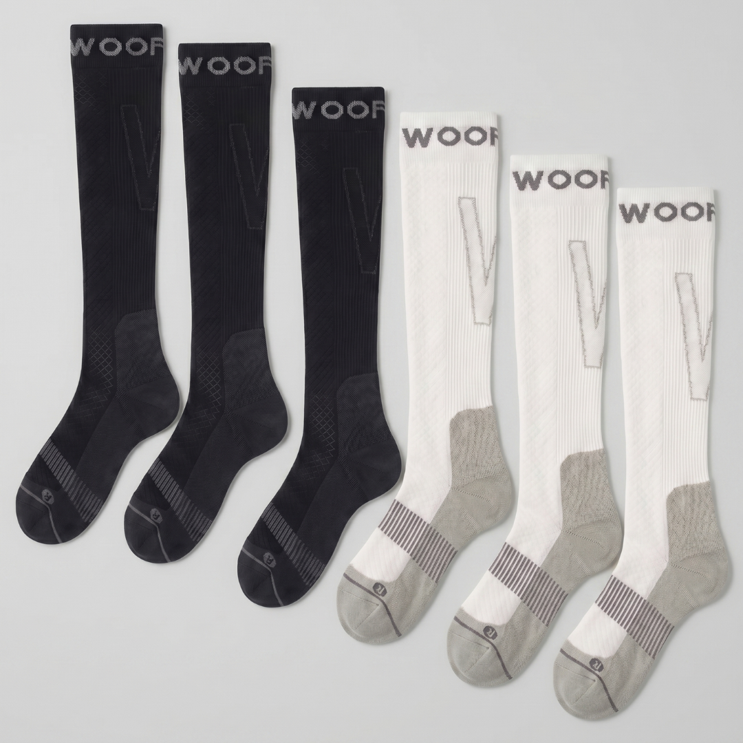 Black & White Performance Compression Socks 6 Pack