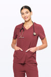 Women's 3-Pocket Scrub Top (Copy) in Burgundy