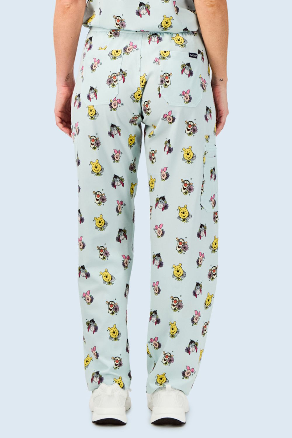 Disney’s Winnie the Pooh and Friends Women’s Cargo Scrub Pants, Flower Patch