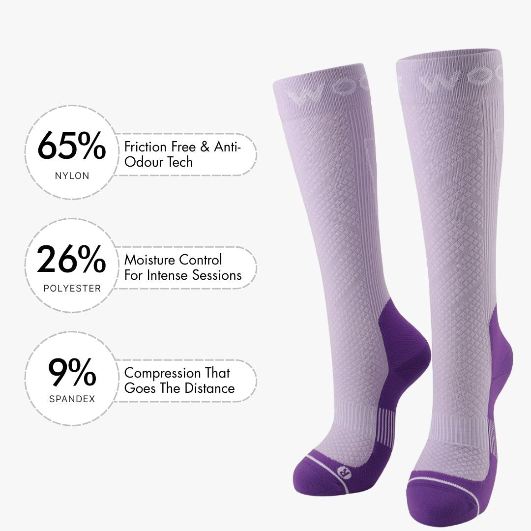 Performance Compression Socks, Purple and Fluro Purple