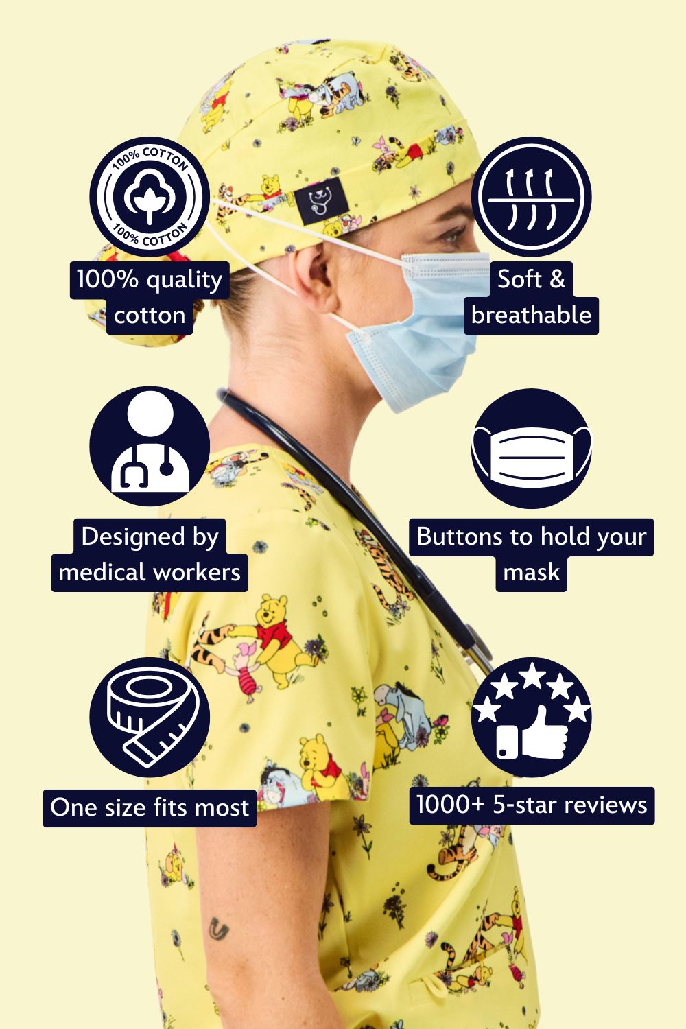 Disney’s Winnie the Pooh and Friends Scrub Cap, Favourite Day