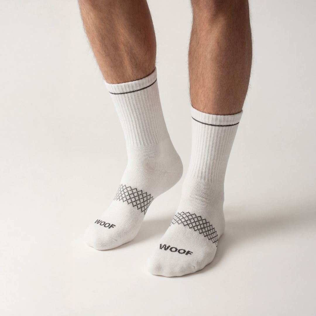 White Bamboo Crew Compression Socks