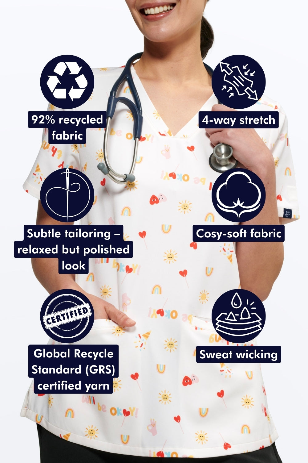 Everything Is Going To Be Okay Women’s 3-Pocket Scrub Top