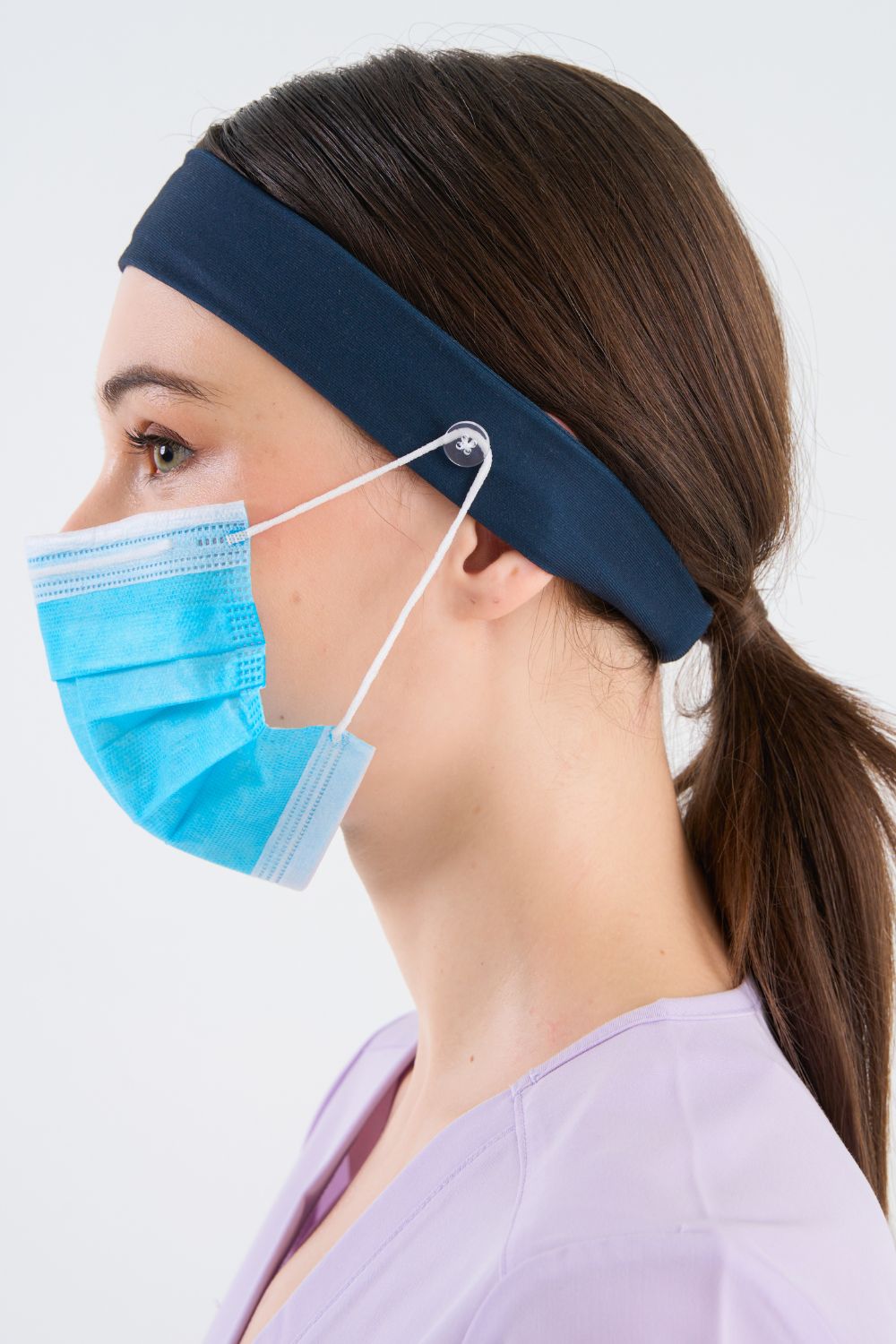 Navy Headband and Mask Holder