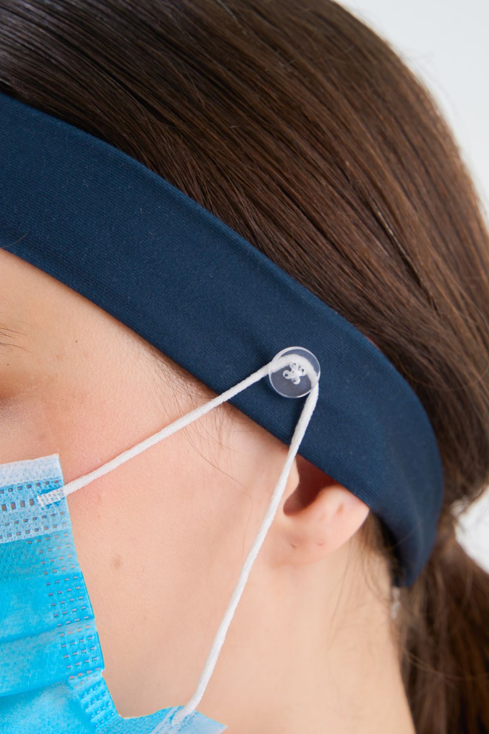 Navy Headband and Mask Holder