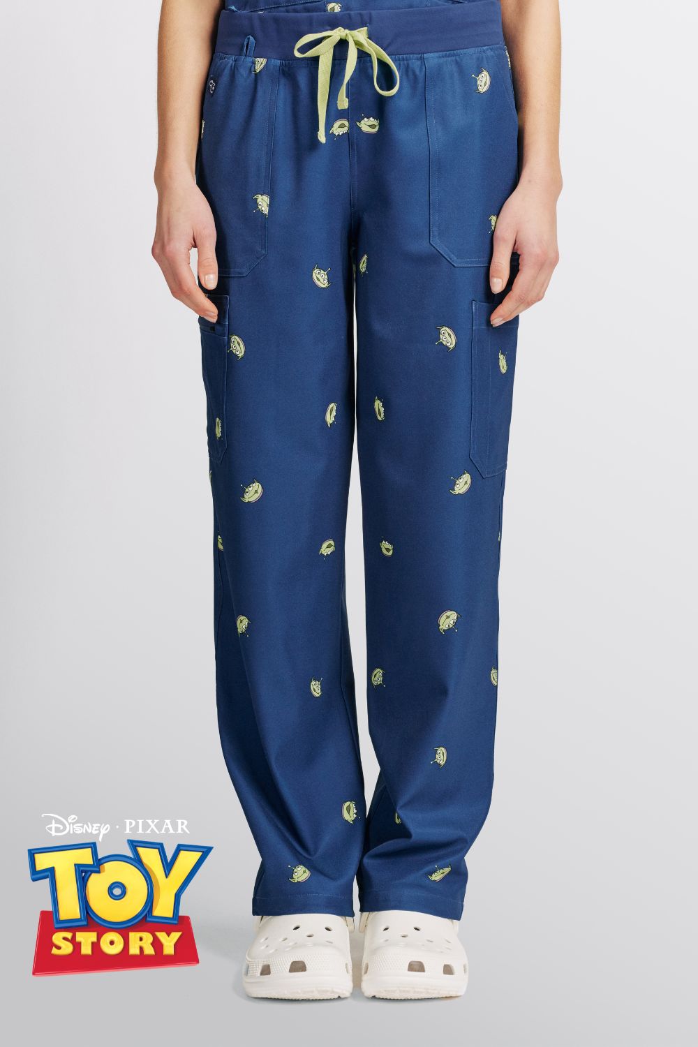Disney’s Toy Story Women’s Cargo Scrub Pants, Little Green Men