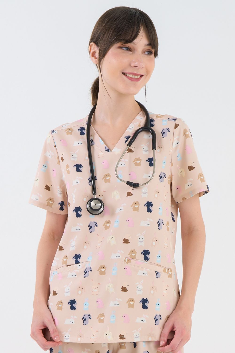 Bunnies Women’s 3-Pocket Scrub Top
