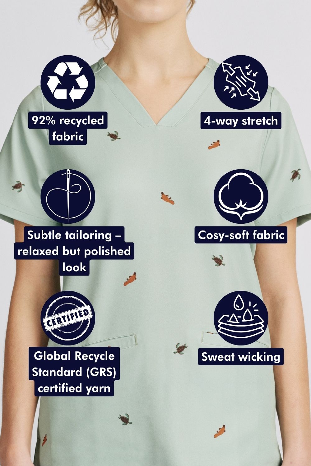 Freshwater Friends Women’s 3-Pocket Scrub Top