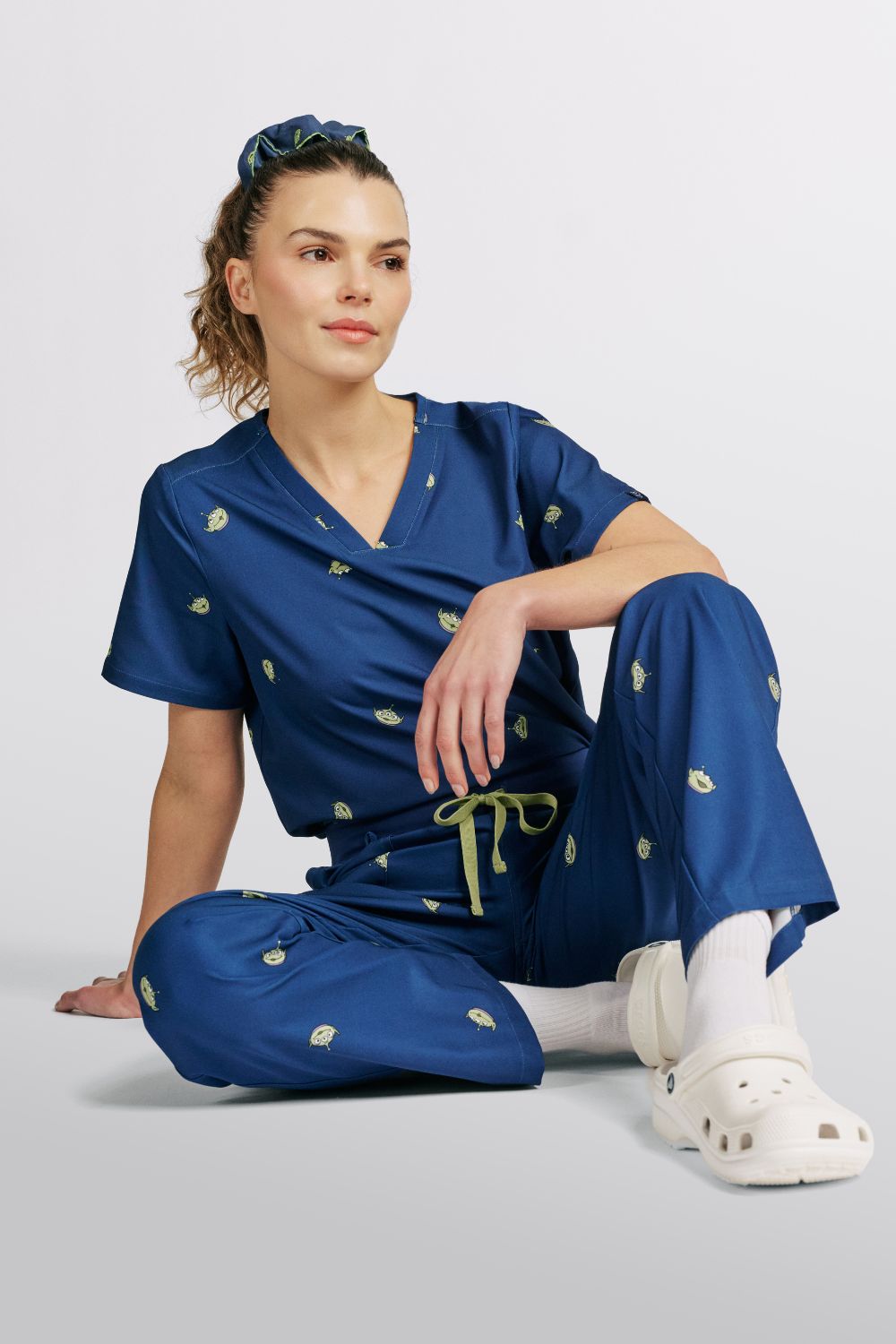 Disney’s Toy Story Women’s Cargo Scrub Pants, Little Green Men