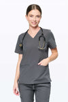 Women's 3-Pocket Scrub Top (Copy) in Shadow Gray