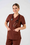 Women's 3-Pocket Scrub Top (Copy) in Chocolate Brownie