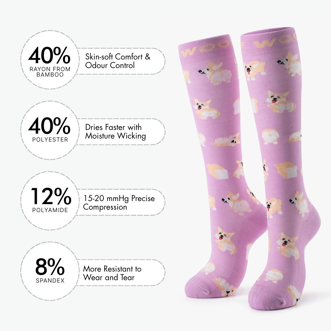 Loafing Corgis Bamboo Compression Socks