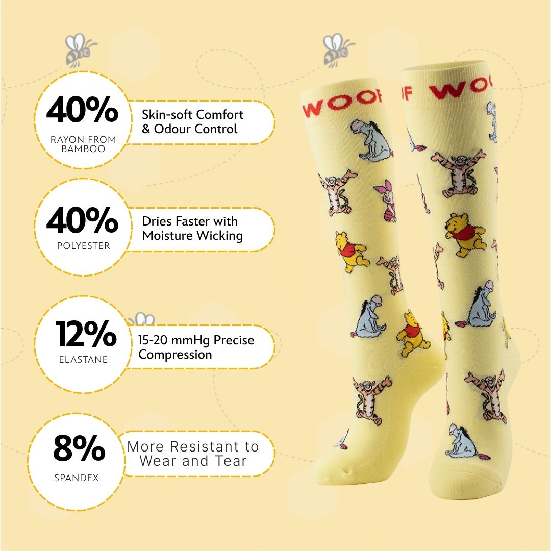 Disney’s Winnie the Pooh and Friends Bamboo Compression Socks, Best Friends