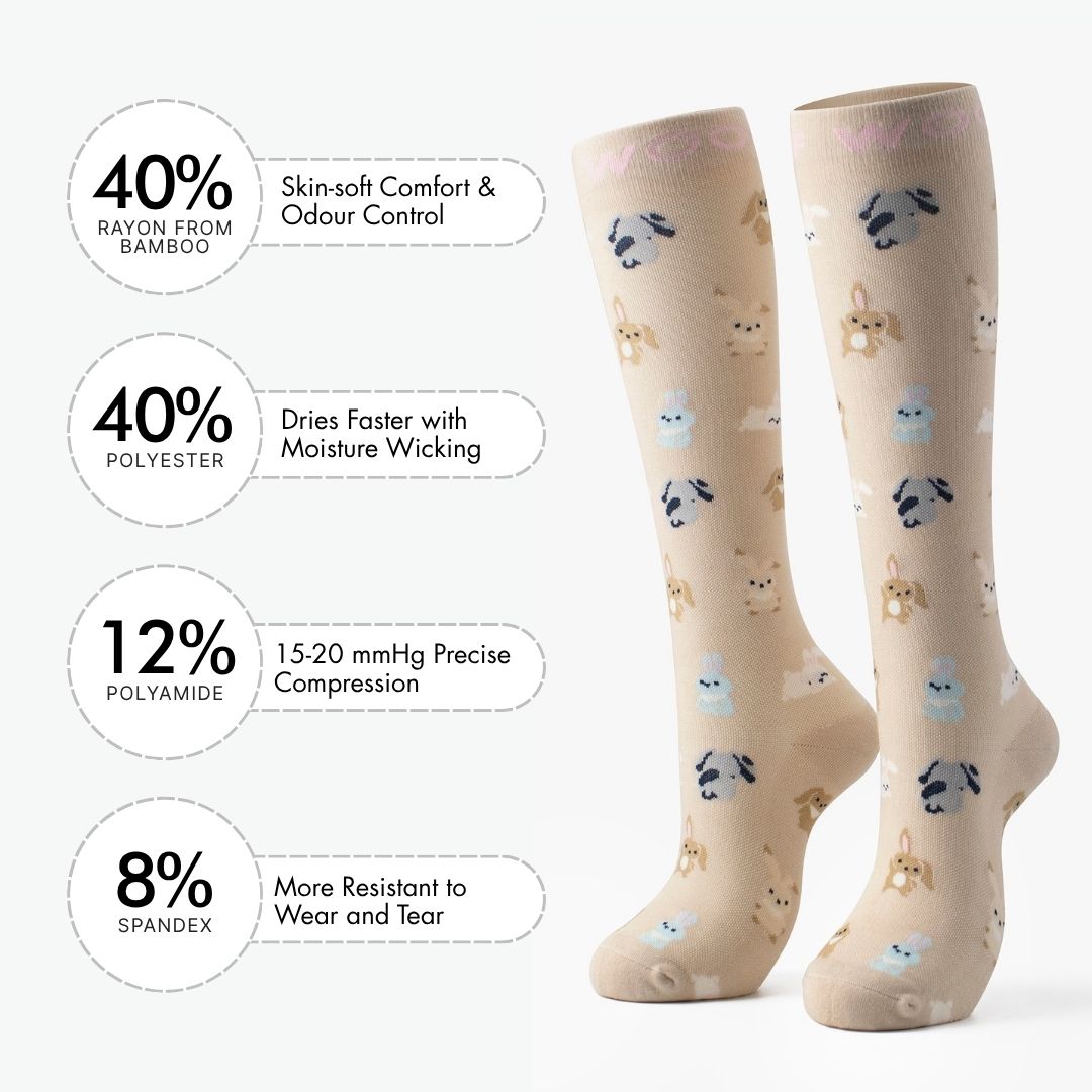 Bunnies Bamboo Compression Socks