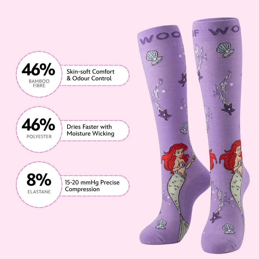 Disney's The Little Mermaid Bamboo Compression Socks, Ariel
