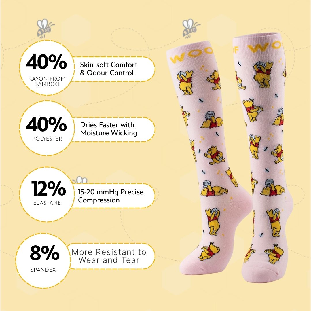 Disney’s Winnie the Pooh Bamboo Compression Socks, Honey Pot