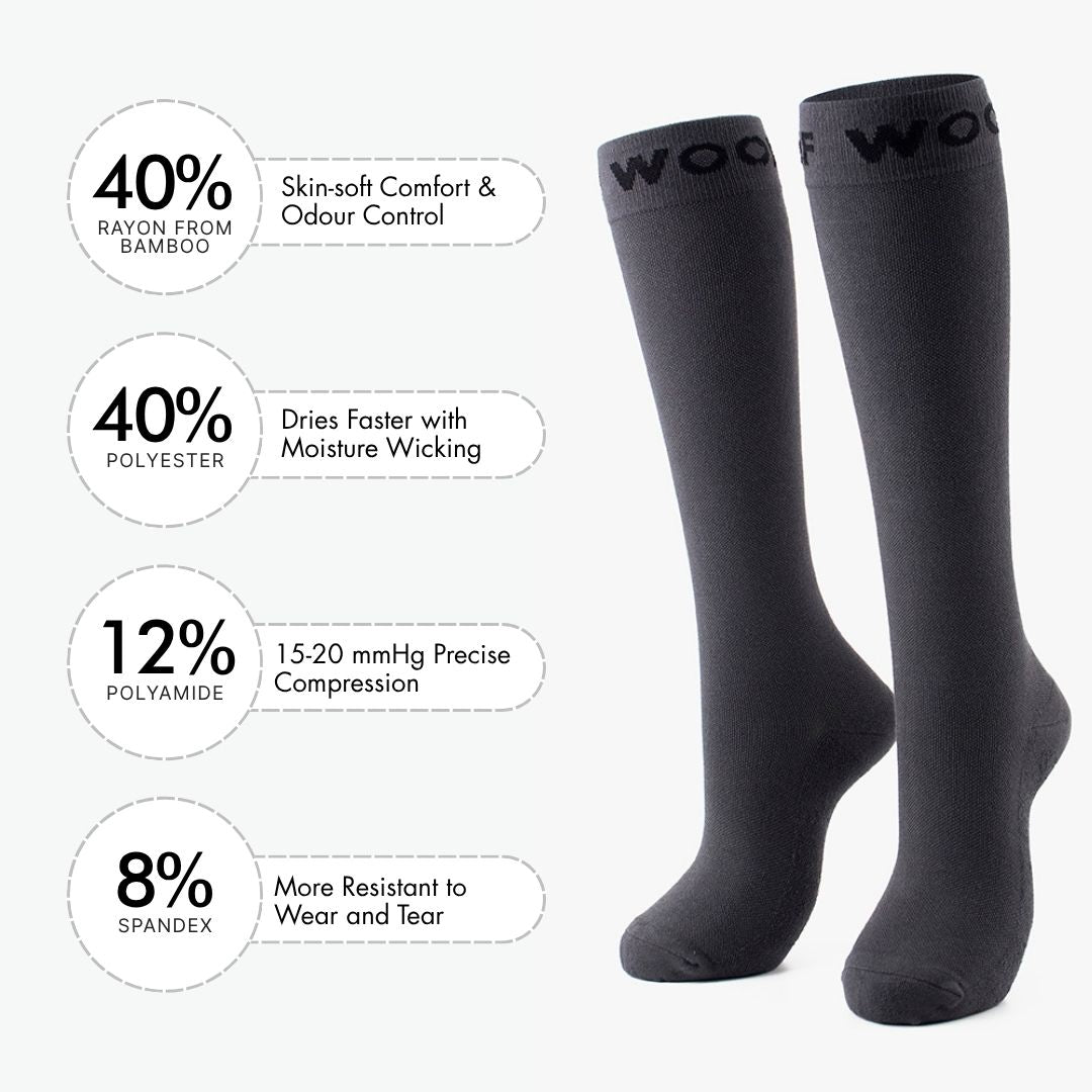 Shadow Grey Bamboo Compression Socks