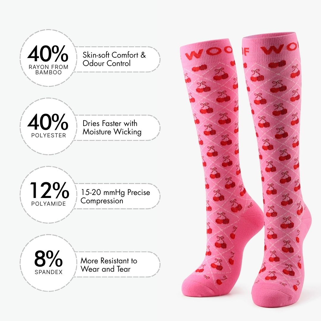 Very Cherry Bamboo Compression Socks