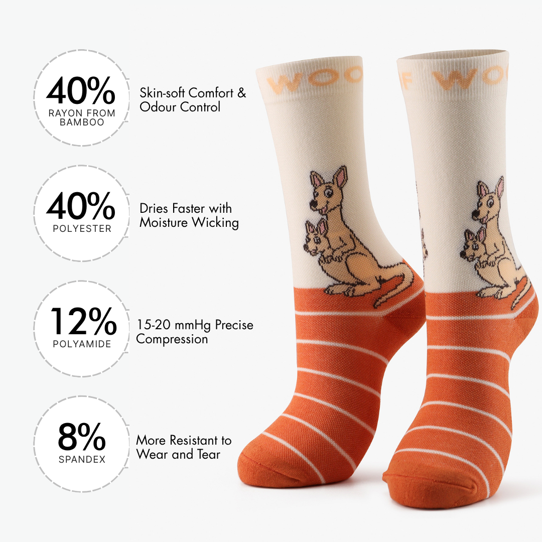 Kangaroo & Joey Bamboo Crew Compression Socks
