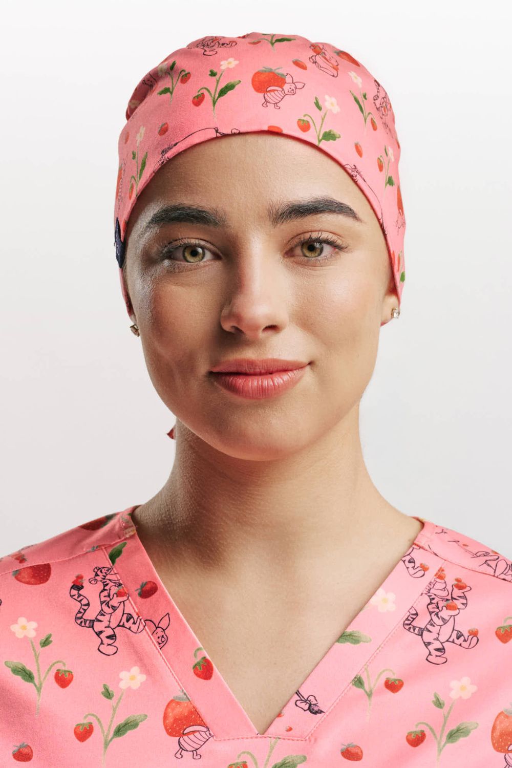 Disney's Winnie The Pooh Women’s Scrub Cap, Strawberry Springtime