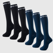 Black & Caribbean Blue Bamboo Compression Socks 6 Pack