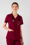 Women's 3-Pocket Scrub Top (Copy) in Red Wine