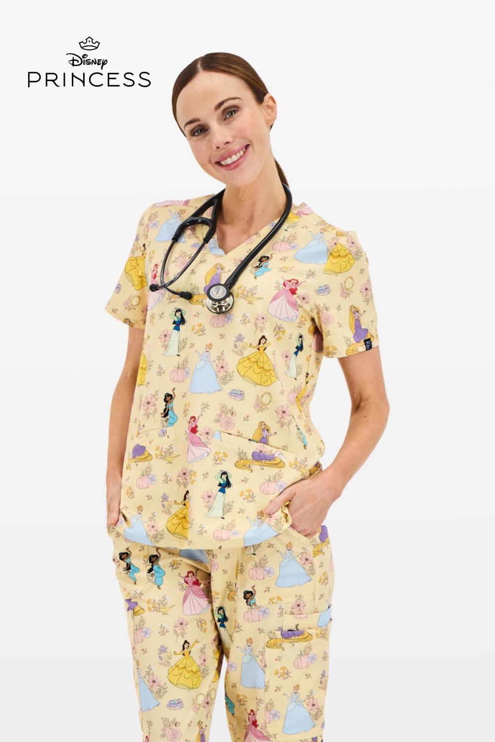 Disney Princess Women’s Scrub Set, Golden Meadow