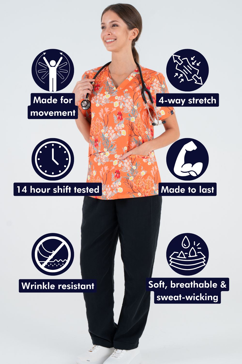 Sunburnt Country Women’s 3-Pocket Scrub Top