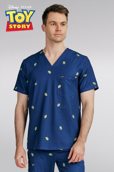 Disney’s Toy Story Men’s 3-Pocket Scrub Top, Little Green Men