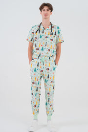 Christmas Tails Men’s 8-Pocket Cargo Scrub Pants