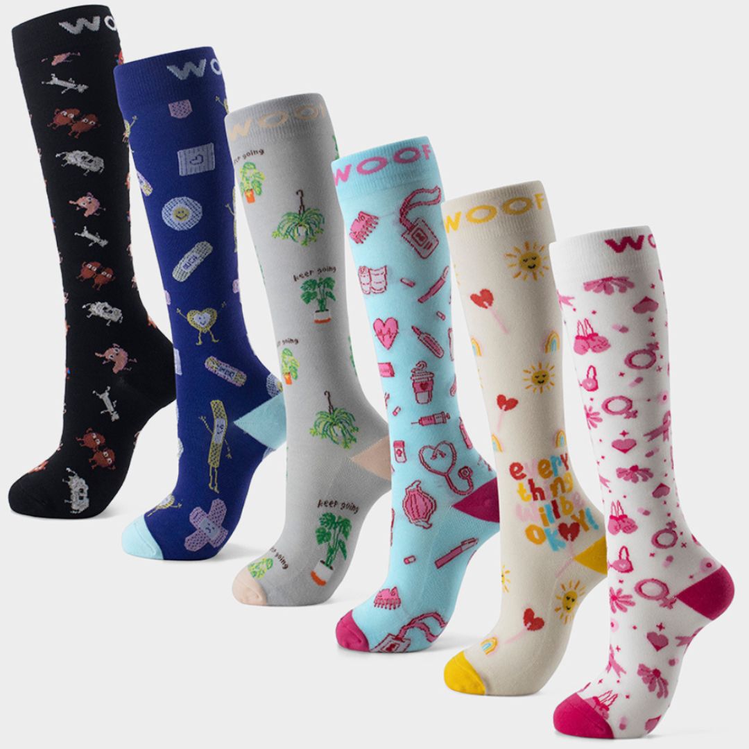 Positive Vibes Bamboo Compression Socks 6 Pack