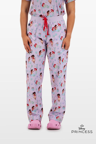Disney Princess Women’s Cargo Scrub Pants, Ocean of Dreams