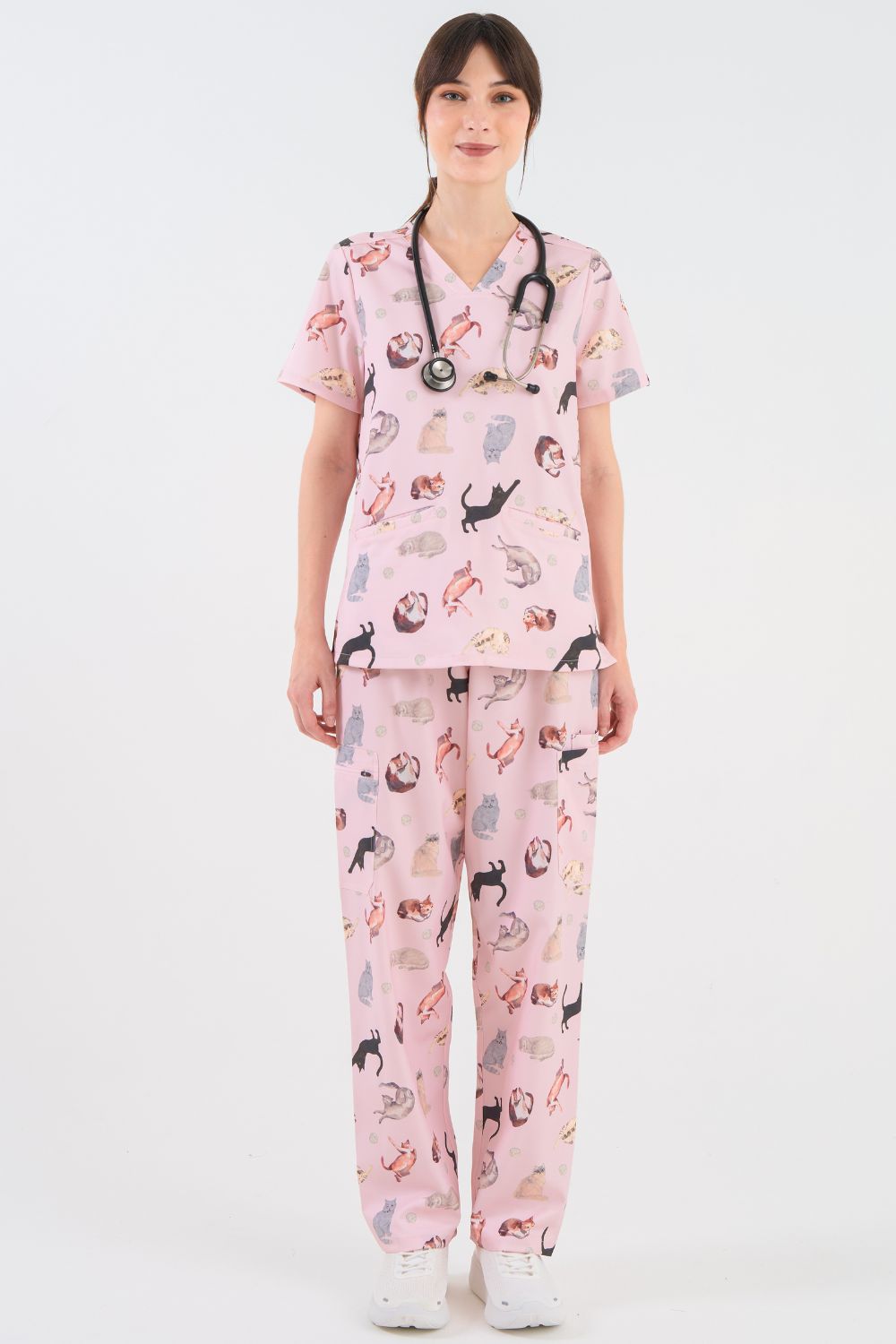 Cats Cats Cats Women’s 3-Pocket Scrub Top