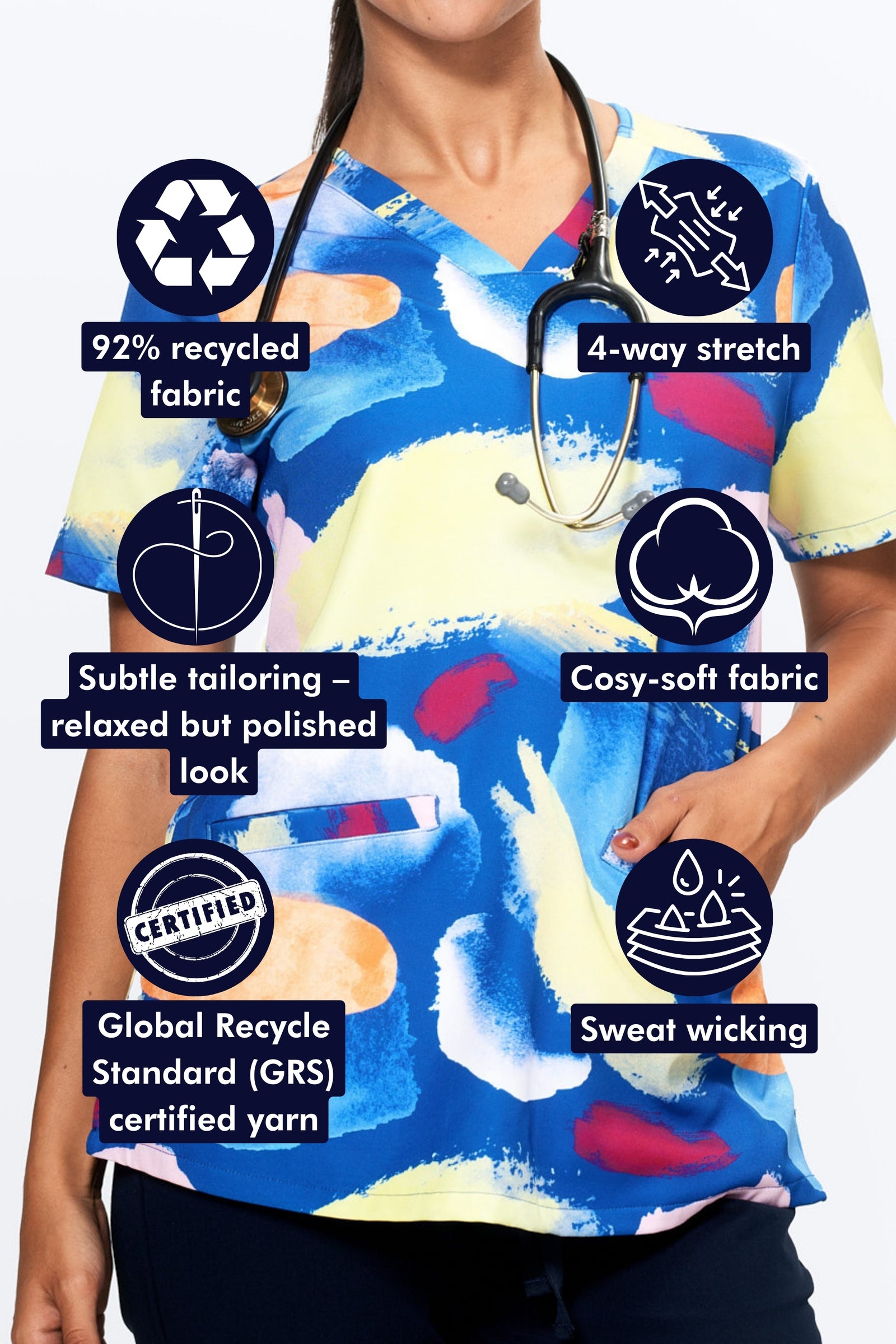 Art Attack Women’s 3-Pocket Scrub Top