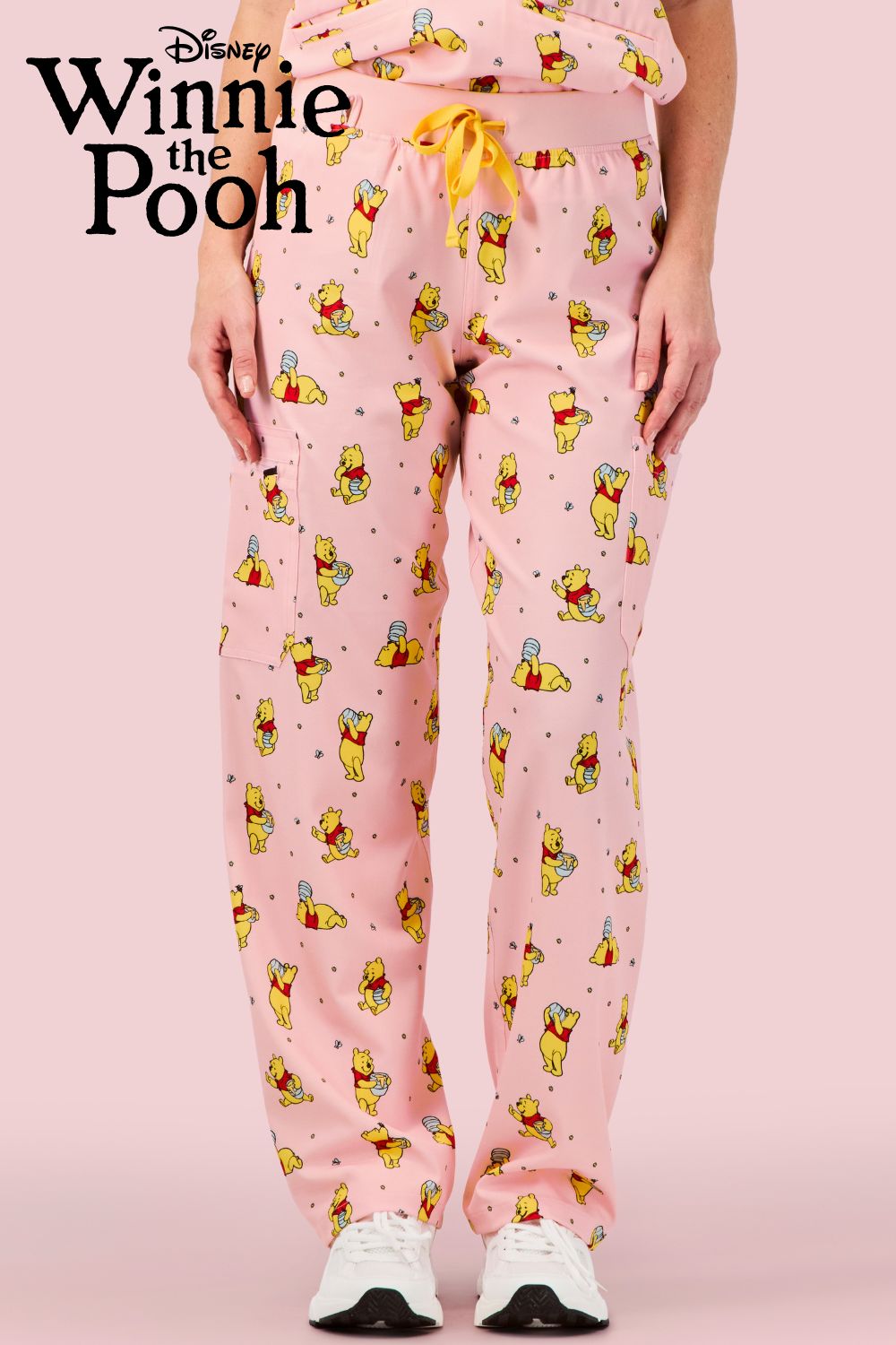 Disney’s Winnie the Pooh Women’s Cargo Scrub Pants, Honey Pot