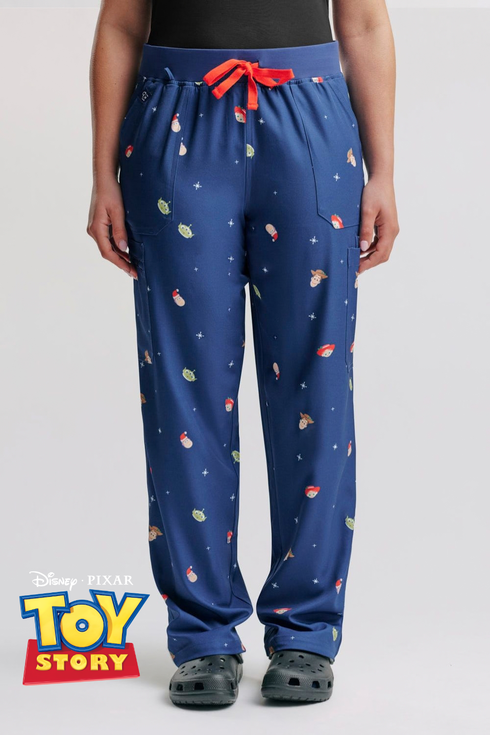 Disney & Pixar’s Toy Story Women’s Cargo Scrub Pants, Ho Ho Howdy
