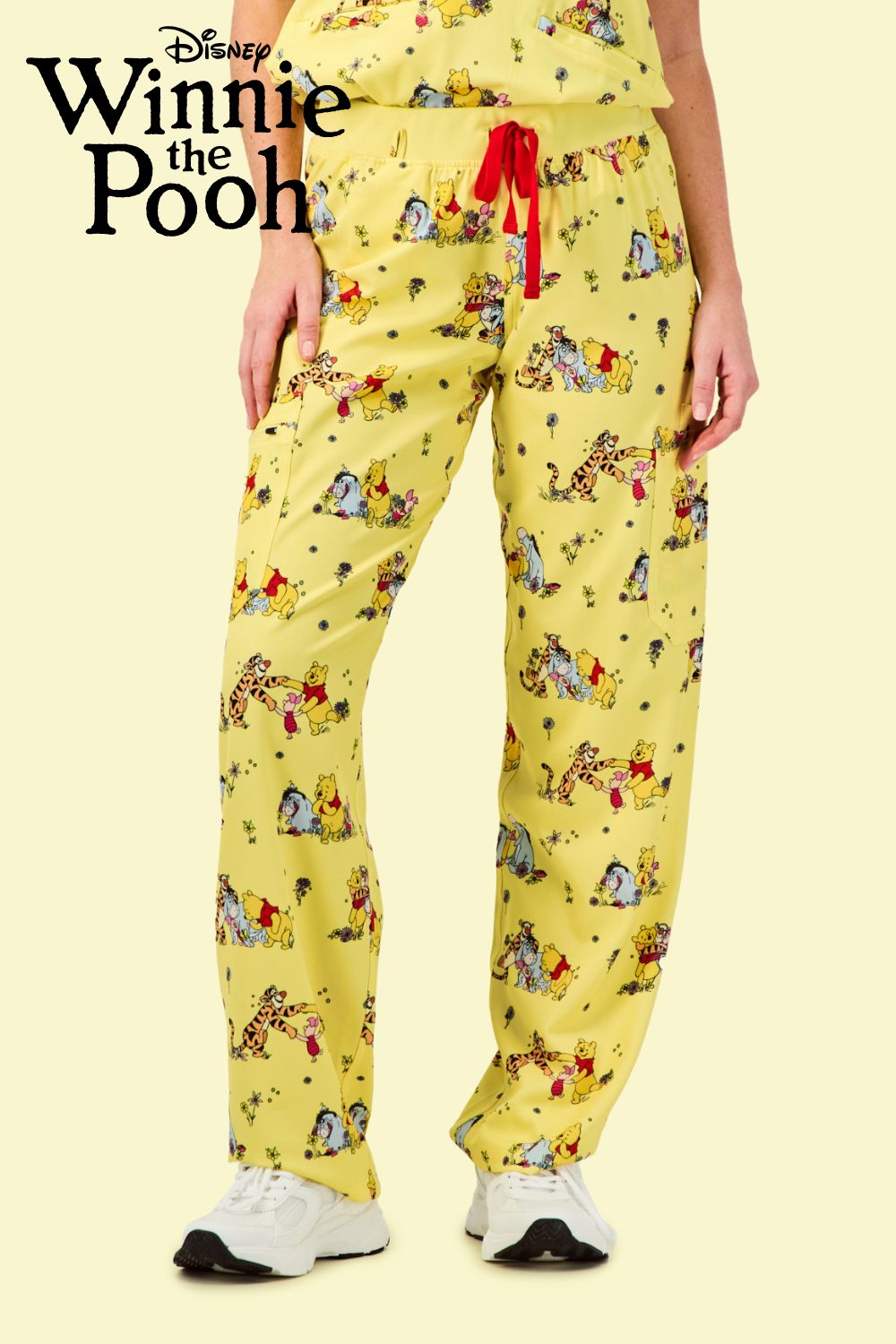 Disney’s Winnie the Pooh and Friends Women’s Cargo Scrub Pants, Favourite Day
