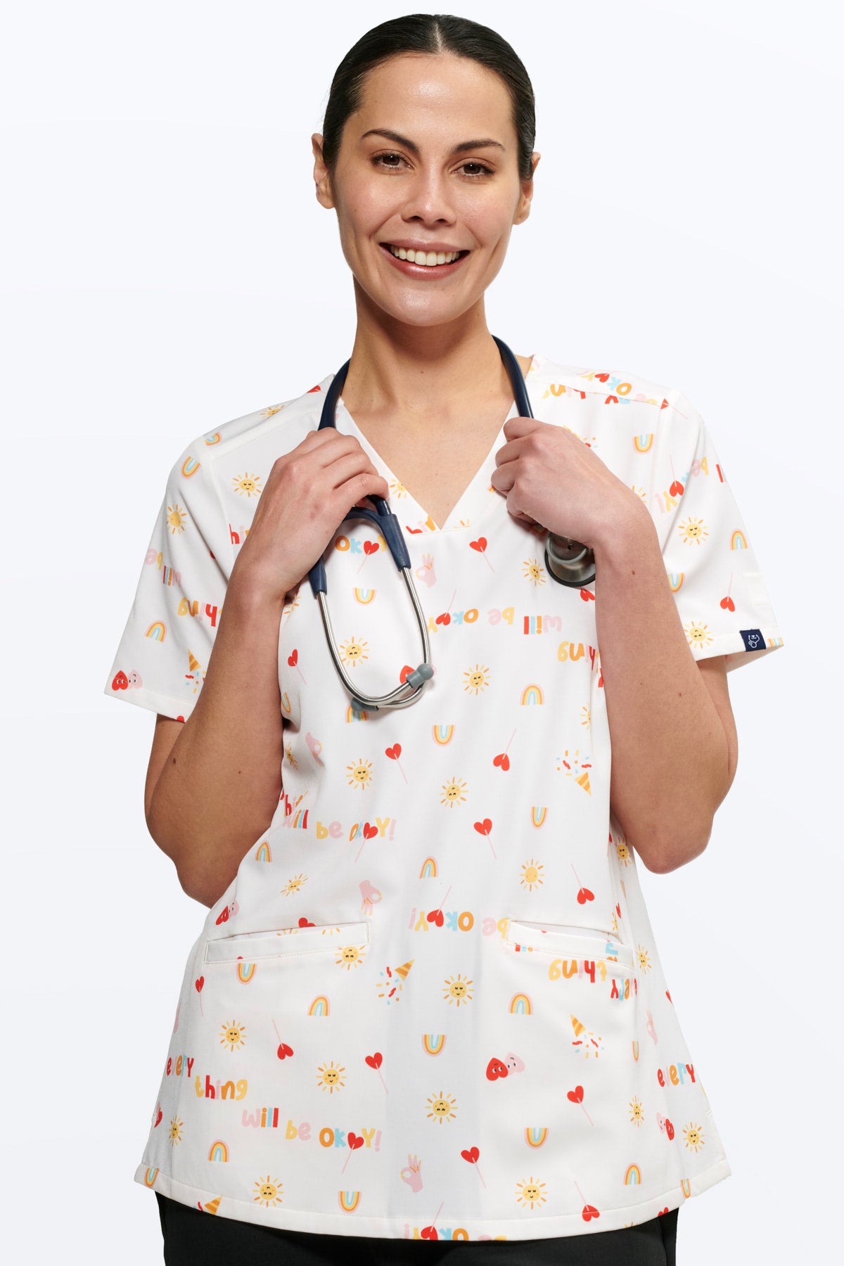 Everything Is Going To Be Okay Women’s 3-Pocket Scrub Top