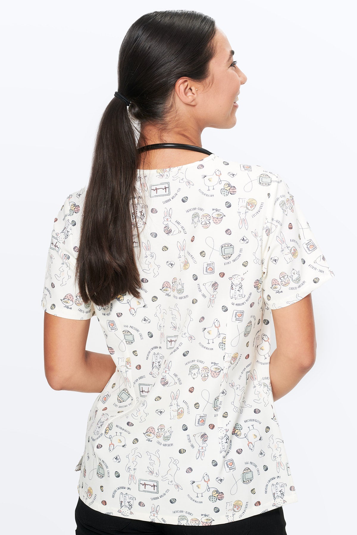 Hoppy Easter Women’s 3-Pocket Scrub Top